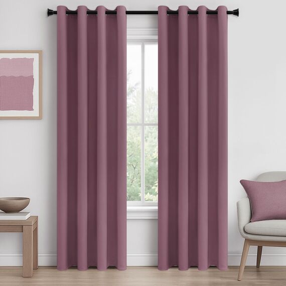 MRTREES Vorhänge Blickdicht mit Ösen für Schlafzimmer Kinderzimmer 2er Set 235 cm Lang 140 cm Breit, Thermo Gardinen Kälteschutz Wohnzimmer Fenster Verdunkelungsvorhang Altrosa