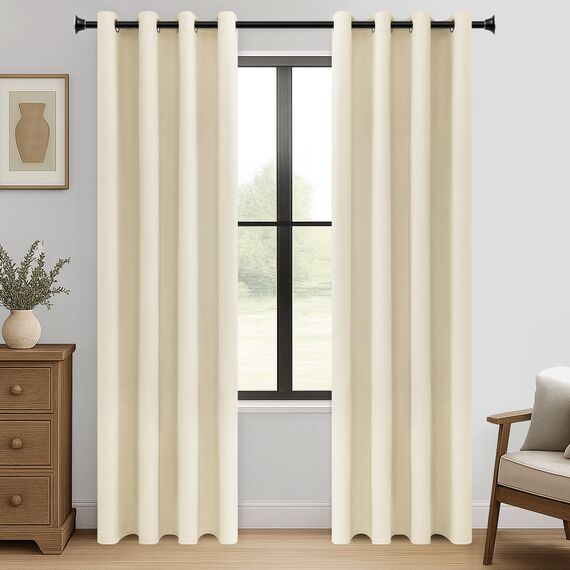 MRTREES Verdunkelungsvorhang mit Ösen Gardinen Beige Blickdicht 2er Set, 235 cm Lang, 140 cm Breit, Ggardine Verdunkelung Thermo Vorhänge für Wohnzimmer Kinderzimmer, Curtains Blackout