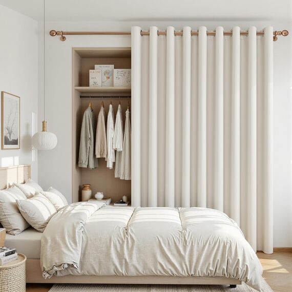 MRTREES Beige Thermo Verdunkelungsvorhang Verdunkelungsvorhang Ösen Türvorhang für Schlafzimmer und Wohnzimmer 1 Panel 140x225cm 55x89 Zoll Hellbeige