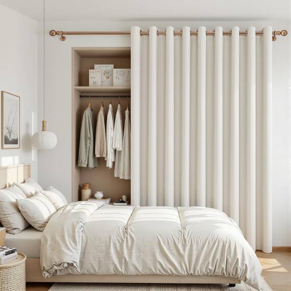MRTREES Beige Verdunkelungsvorhang Thermovorhang für Wohnzimmer Einzeltür Thermovorhang mit Ösen für Schlafzimmer 1 Bahne 300x240cm 118x95 Zoll Hellbeige