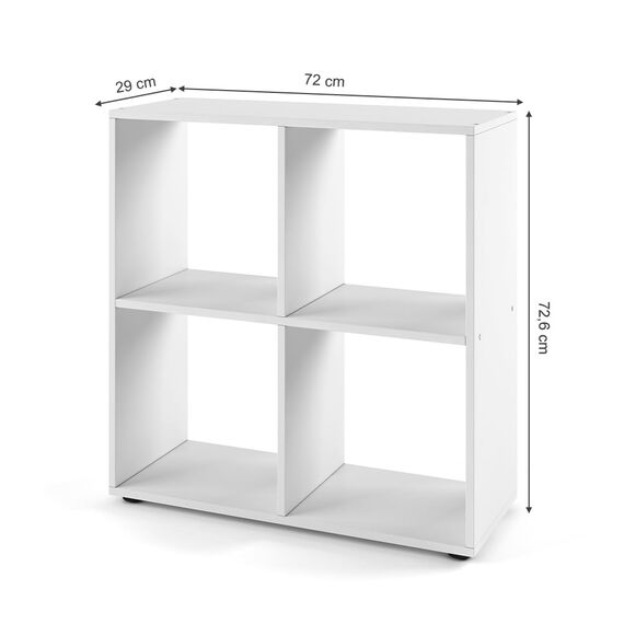 Vicco Raumteiler Tetra, Weiß, 72.6 x 72 cm, zur Aufbewahrung und Präsentation von Büchern oder Dekoboxen