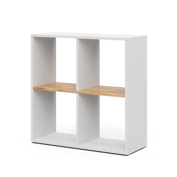 Vicco Raumteiler Tetra, Weiß/Goldkraft Eiche, 72 x 72.6 cm, zur Aufbewahrung und Präsentation von Büchern oder Dekoboxen
