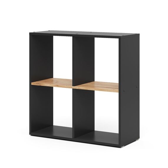 Vicco Raumteiler Tetra, Anthrazit/Goldkraft Eiche, 72 x 72.6 cm, zur Aufbewahrung und Präsentation von Büchern oder Dekoboxen
