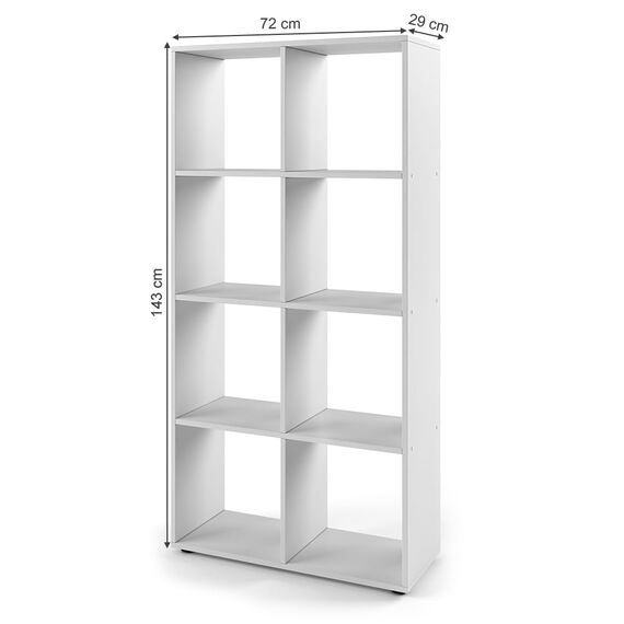 Vicco Raumteiler Scutum, Weiß, 143 x 72 cm, zur Nutzung als Raumteiler oder offenes Bücherregal