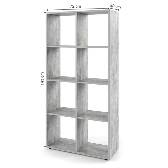 Vicco Raumteiler Scutum, Beton, 143 x 72 cm, zur Nutzung als Raumteiler oder offenes Bücherregal