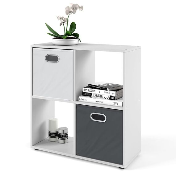 Vicco Raumteiler Tetra, Weiß, 72.6 x 72 cm, zur Aufbewahrung und Präsentation von Büchern oder Dekoboxen