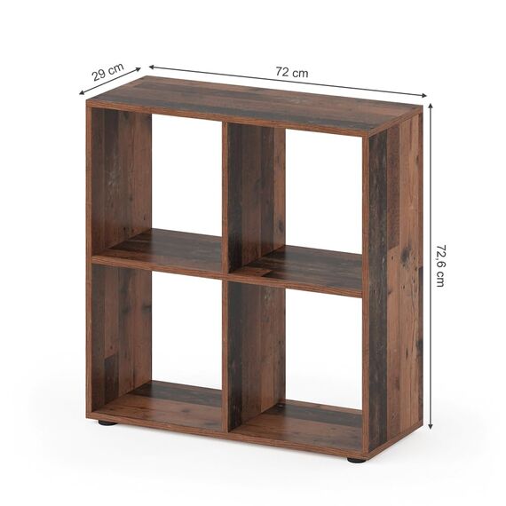 Vicco Raumteiler Tetra, Antikholz, 72.6 x 72 cm, zur Aufbewahrung und Präsentation von Büchern oder Dekoboxen