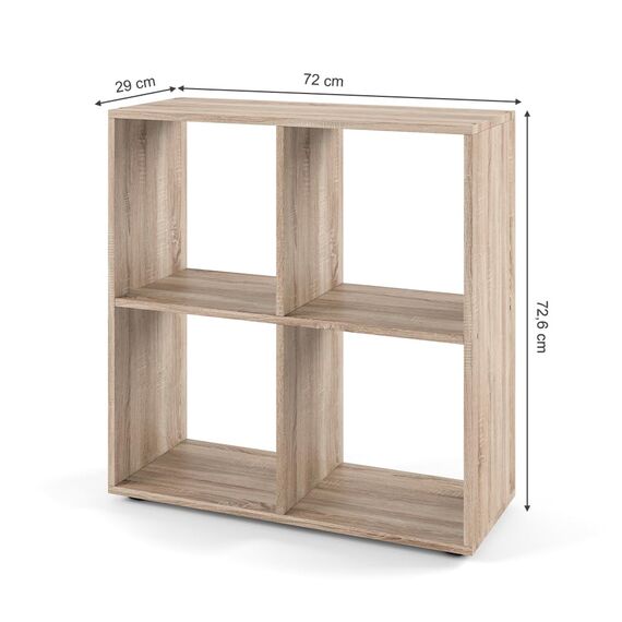 Vicco Raumteiler Tetra, Sonoma, 72.6 x 72 cm, zur Aufbewahrung und Präsentation von Büchern oder Dekoboxen