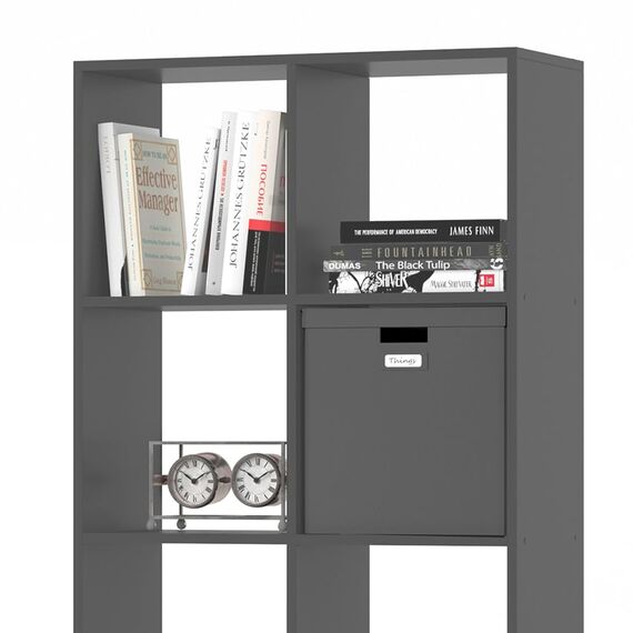 Vicco Raumteiler Scutum, Grau, 143 x 72 cm, zur Nutzung als Raumteiler oder offenes Bücherregal