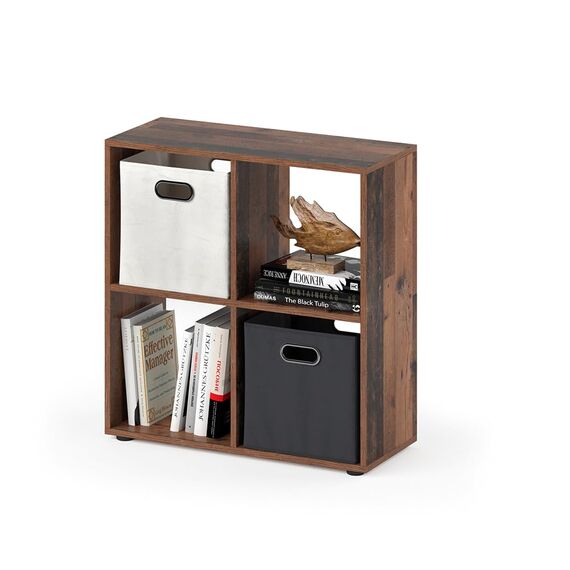 Vicco Raumteiler Tetra, Antikholz, 72.6 x 72 cm, zur Aufbewahrung und Präsentation von Büchern oder Dekoboxen