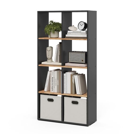 Vicco Raumteiler Scutum, Anthrazit/Goldkraft Eiche, 143 x 72 cm, zur Nutzung als Raumteiler oder offenes Bücherregal