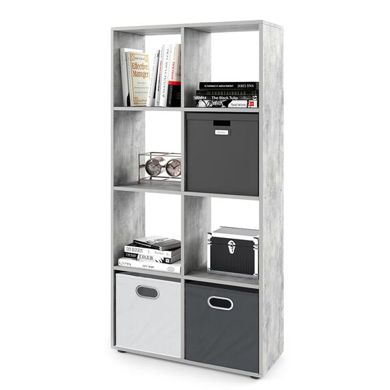 Vicco Raumteiler Scutum, Beton, 143 x 72 cm, zur Nutzung als Raumteiler oder offenes Bücherregal