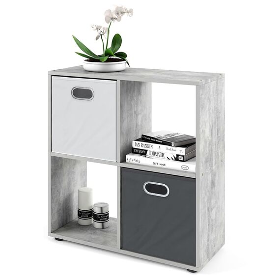 Vicco Raumteiler Tetra, Beton, 72.6 x 72 cm, zur Aufbewahrung und Präsentation von Büchern oder Dekoboxen