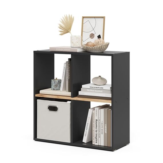 Vicco Raumteiler Tetra, Anthrazit/Goldkraft Eiche, 72 x 72.6 cm, zur Aufbewahrung und Präsentation von Büchern oder Dekoboxen