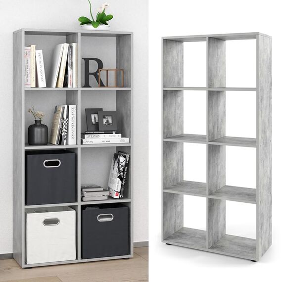 Vicco Raumteiler Scutum, Beton, 143 x 72 cm, zur Nutzung als Raumteiler oder offenes Bücherregal