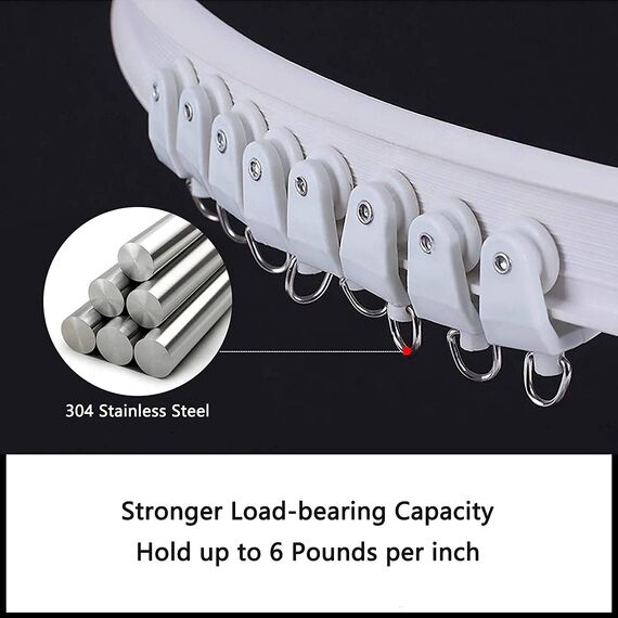 3M Deckenvorhangschiene, gebogene Vorhangschiene, Deckenhalterung, flexible Deckenschiene mit Vorhangschienensystem, Deckenschiene aus legiertem Kunststoff, Raumteiler für Wohnmobilvorhänge