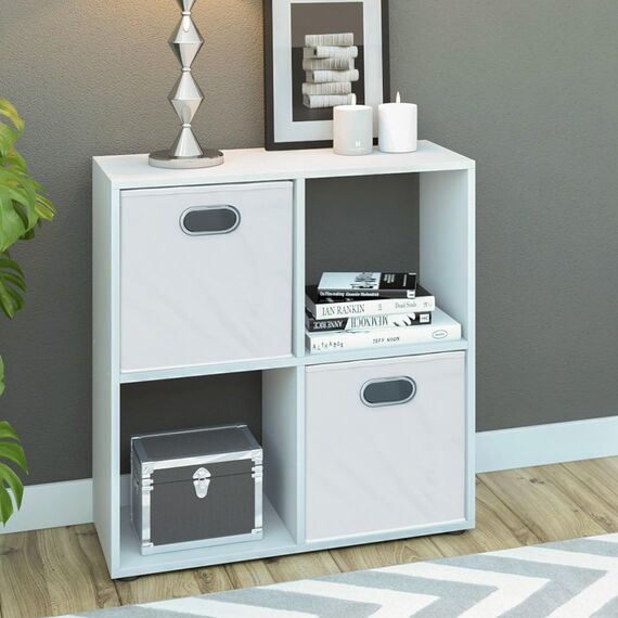 Vicco Raumteiler Tetra, Weiß, 72.6 x 72 cm, zur Aufbewahrung und Präsentation von Büchern oder Dekoboxen