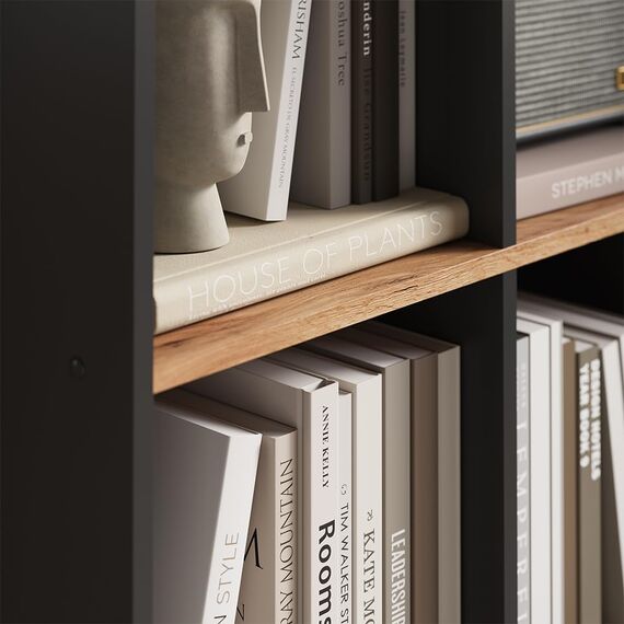 Vicco Raumteiler Scutum, Anthrazit/Goldkraft Eiche, 143 x 72 cm, zur Nutzung als Raumteiler oder offenes Bücherregal