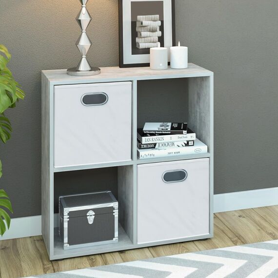 Vicco Raumteiler Tetra, Beton, 72.6 x 72 cm, zur Aufbewahrung und Präsentation von Büchern oder Dekoboxen