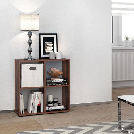 Vicco Raumteiler Tetra, Antikholz, 72.6 x 72 cm, zur Aufbewahrung und Präsentation von Büchern oder Dekoboxen