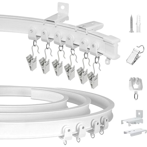 Deckenvorhangschiene, gebogen, flexibel, biegbar, 6 m, Decken- oder Wandhalterung, strapazierfähig, Schieberaumteiler, Deckenschiene für Vorhänge, Wohnmobile, Krankenhaus