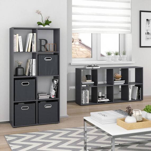 Vicco Raumteiler Scutum, Grau, 143 x 72 cm, zur Nutzung als Raumteiler oder offenes Bücherregal