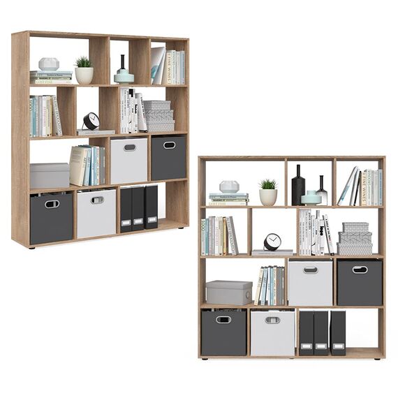 Vicco Raumteiler Pilar, Sonoma, 131.6 x 143 cm, zur flexiblen Raumaufteilung und Aufbewahrung von Büchern