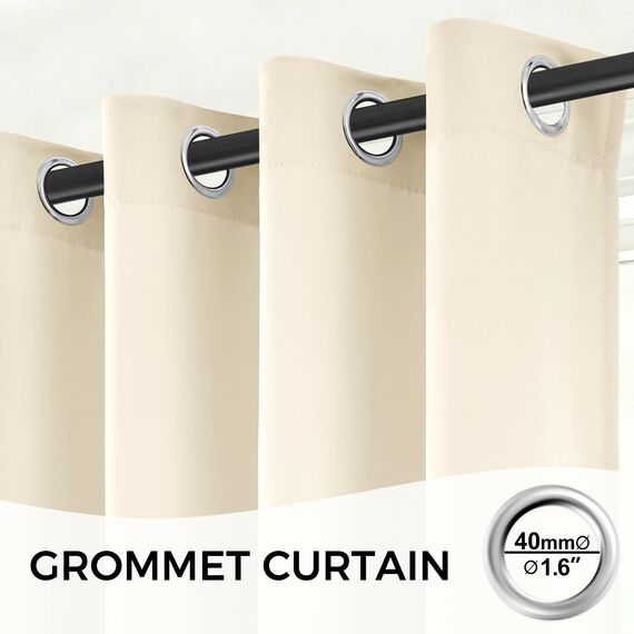 MRTREES Vorhang Abdunkelnd Wohnzimmer Modern 2er Set, Stores Gardinen mit Ösen Blickdicht, Abdunkelnde Vorhänge 245 cm Lang 140 cm Breit für Schlafzimmer Kinderzimmer Fenster, Cremeweiß