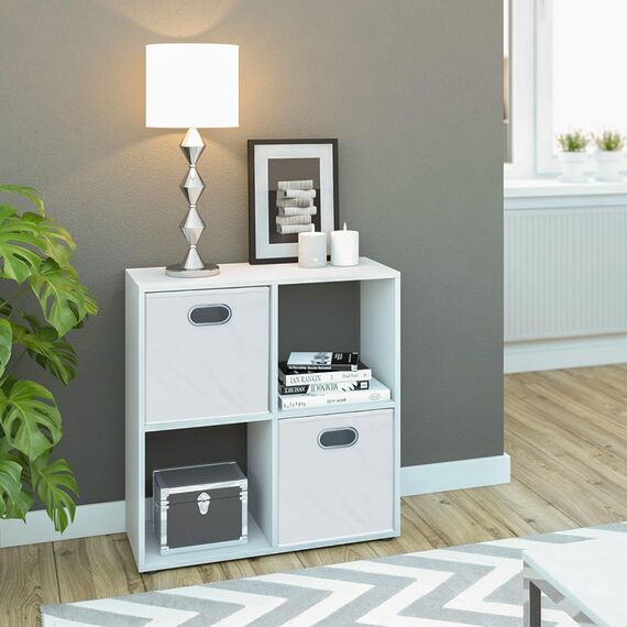Vicco Raumteiler Tetra, Weiß, 72.6 x 72 cm, zur Aufbewahrung und Präsentation von Büchern oder Dekoboxen