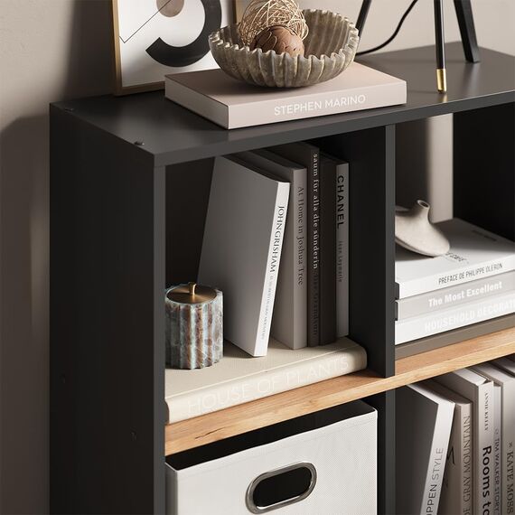 Vicco Raumteiler Tetra, Anthrazit/Goldkraft Eiche, 72 x 72.6 cm, zur Aufbewahrung und Präsentation von Büchern oder Dekoboxen