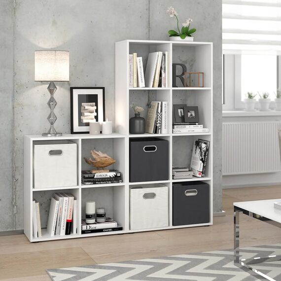 Vicco Raumteiler Scutum, Weiß, 143 x 72 cm, zur Nutzung als Raumteiler oder offenes Bücherregal