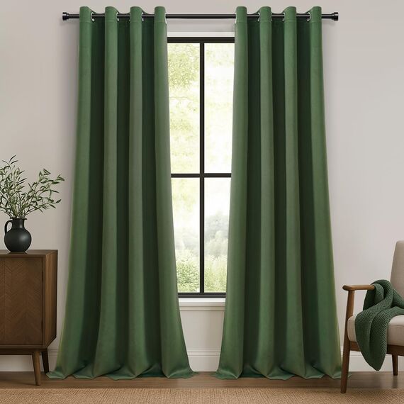 MRTREES Vorhang Blickdicht mit Ösen Thermovorhang Oliv-Grün 2er Set, Blickdichte Vorhänge 245 cm Lang 140 cm Breit, Gardinenschals für Wohnzimmer Schlafzimmer Kinderzimmer, Blackout Curtain