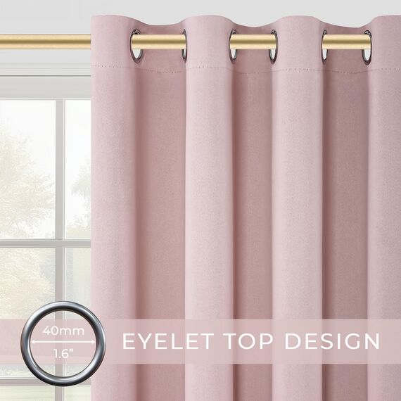 MRTREES Gardinen mit Ösen Blickdicht Hellrosa 2er Set für Kinderzimmer Mädchen, Blickdichte Vorhänge Schlafzimmer 260 cm Lang 140 cm Breit, Blackout Vorhang Fenster Wohnzimmer Modern