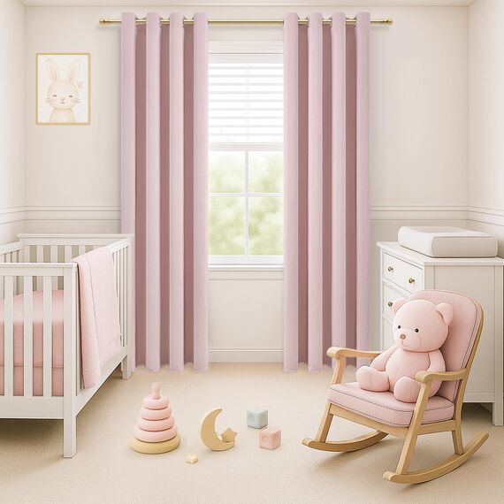MRTREES Gardinen mit Ösen Blickdicht Hellrosa 2er Set für Kinderzimmer Mädchen, Blickdichte Vorhänge Schlafzimmer 260 cm Lang 140 cm Breit, Blackout Vorhang Fenster Wohnzimmer Modern