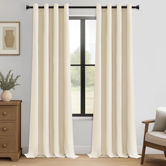 MRTREES Gardinen Blickdicht Beige mit Ösen Verdunklungsvorhänge 2er Set, 290 cm Extra Lange, 140 cm Breit, Thermovorhang Gegen Kälte für Wohnzimmer Moderne Schlafzimmer Blackout Curtain