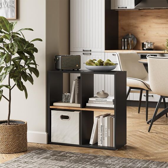 Vicco Raumteiler Tetra, Anthrazit/Goldkraft Eiche, 72 x 72.6 cm, zur Aufbewahrung und Präsentation von Büchern oder Dekoboxen