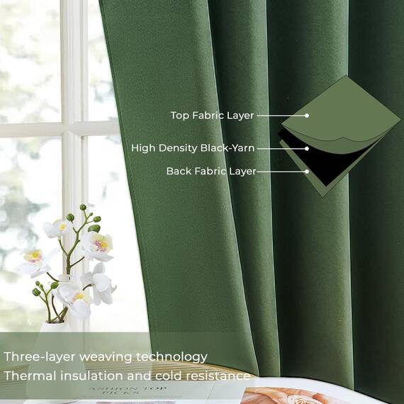 MRTREES Vorhang Blickdicht mit Ösen Thermovorhang Oliv-Grün 2er Set, Blickdichte Vorhänge 260 cm Lang 140 cm Breit, Gardinenschals für Wohnzimmer Schlafzimmer Kinderzimmer, Blackout Curtain
