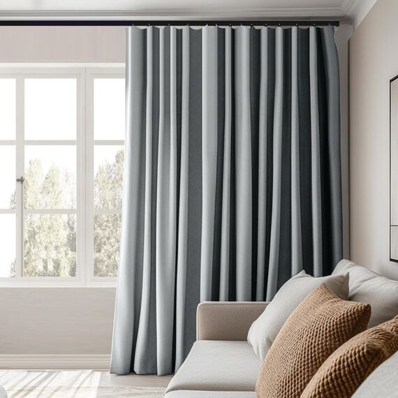 MaKefeile Raumteiler Vorhänge Total Blackout Sichtschutz Panel Raum Wärmeisoliert Geräuschreduzierung für Schlafzimmer Fenster Wohnzimmer Deckenschiene B 2,5 m × H 2,4 m Grau