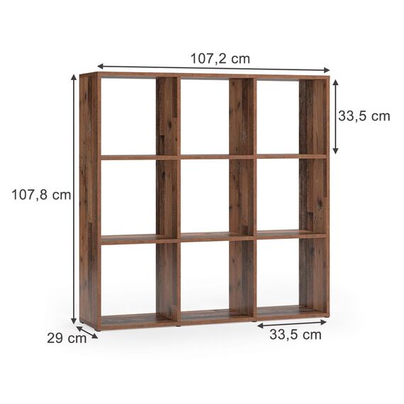 Vicco Raumteiler Nove, Antikholz, 104 x 108 cm, zur flexiblen Raumaufteilung und Aufbewahrung nutzbar