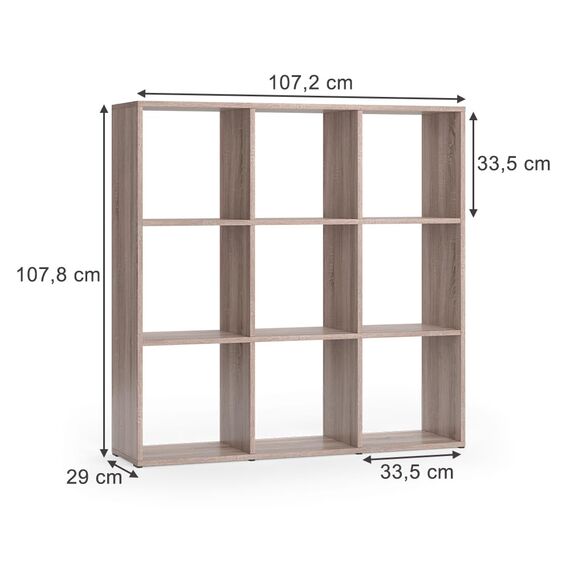 Vicco Raumteiler Nove, Sonoma, 104 x 108 cm, zur flexiblen Raumaufteilung und Aufbewahrung nutzbar