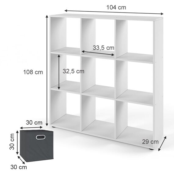 Vicco Raumteiler Nove, Weiß, 104 x 108 cm mit 6 Faltboxen, zur flexiblen Raumaufteilung und Aufbewahrung nutzbar
