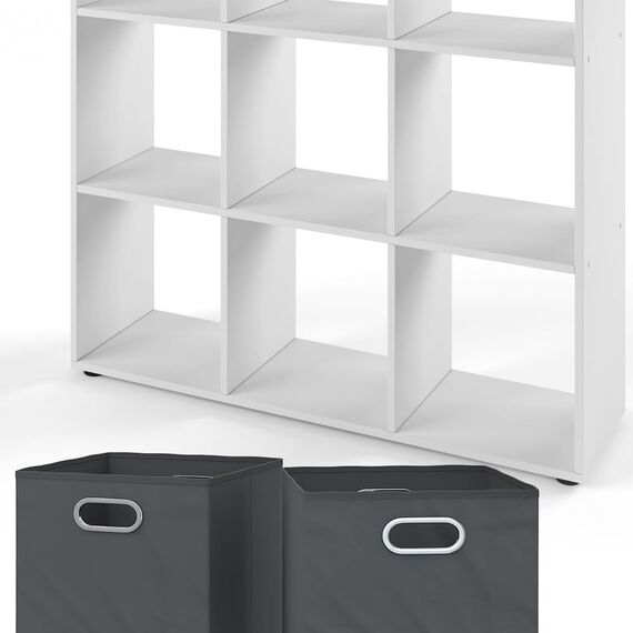 Vicco Raumteiler Nove, Weiß, 104 x 108 cm mit 6 Faltboxen, zur flexiblen Raumaufteilung und Aufbewahrung nutzbar