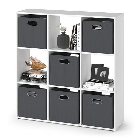 Vicco Raumteiler Nove, Weiß, 104 x 108 cm mit 6 Faltboxen, zur flexiblen Raumaufteilung und Aufbewahrung nutzbar