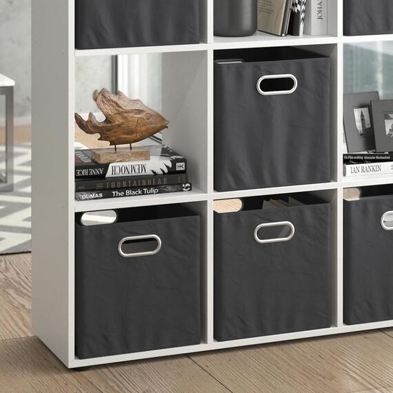 Vicco Raumteiler Nove, Weiß, 104 x 108 cm mit 6 Faltboxen, zur flexiblen Raumaufteilung und Aufbewahrung nutzbar