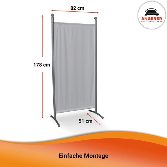 ANGERER Stellwand 178 x 82 cm, Sicht- & Sonnenschutz, Raumtrenner, Innen & Outdoor Büro Balkon/Terrasse, Schlafzimmer, Garten, Made in Germany, waschbare Bezüge, Polyacryl Elfenbein
