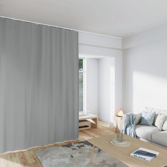 MaKefeile Raumteiler-Vorhänge, Blickdicht, wärmeisoliert, Geräuschreduzierung für Schlafzimmer und Wohnzimmer, B 4,5 m H 2,1 m, Grau