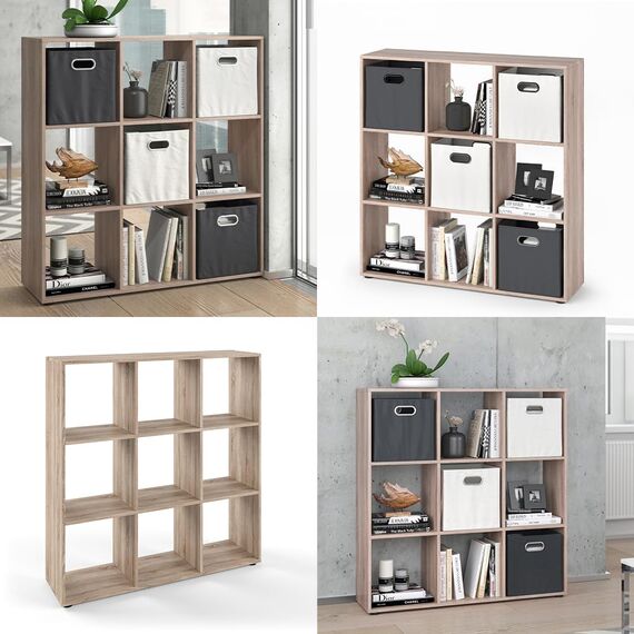 Vicco Raumteiler Nove, Sonoma, 104 x 108 cm, zur flexiblen Raumaufteilung und Aufbewahrung nutzbar