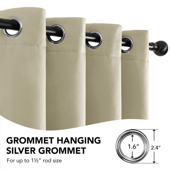 Deconovo Thermovorhang Kälteschutz, Gardinen mit Ösen gegen Kälte, Wärmeisolierend Vorhang Verdunkelung Wohnzimmer, 240x140cm(HöhexBreite), Beige, 1 Stück
