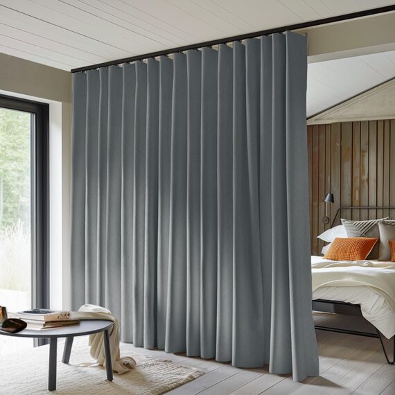 MaKefeile Raumteiler-Vorhänge, totale Verdunkelung, Sichtschutz, Paneel, wärmeisoliert, Geräuschreduzierung, Vorhänge für Schlafzimmer, Fenster, Wohnzimmer, Deckenschienenvorhang, B 4,5 m × H 2,7 m