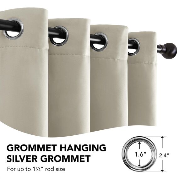 Deconovo Thermovorhang Kälteschutz, Gardinen mit Ösen gegen Kälte, Wärmeisolierend Vorhang Verdunkelung Wohnzimmer, 160x280cm(HöhexBreite), Creme, 1 Stück